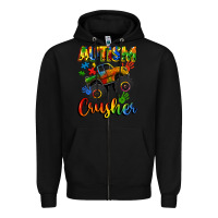 Black autism crusher Zipper Hoodie - CowGirlArtShop