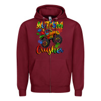 Burgundy autism crusher Zipper Hoodie - CowGirlArtShop