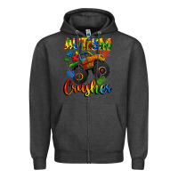 Charcoal Heather autism crusher Zipper Hoodie - CowGirlArtShop