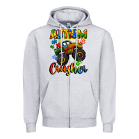 Heather Grey autism crusher Zipper Hoodie - CowGirlArtShop