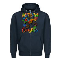 Navy autism crusher Zipper Hoodie - CowGirlArtShop