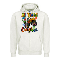 Oatmeal Heather autism crusher Zipper Hoodie - CowGirlArtShop