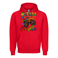 Red autism crusher Zipper Hoodie - CowGirlArtShop