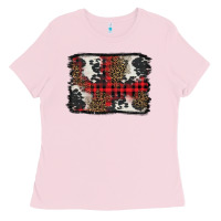 Bubblegum Pink Christmas red plaid background Ladies Tee - BarkalooDesign