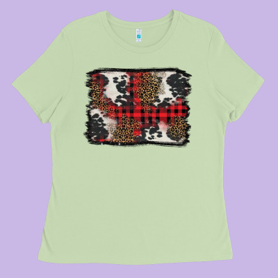Christmas Red Plaid Background Ladies Tee Designed By Barkaloodesign