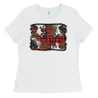 White Christmas red plaid background Ladies Tee - BarkalooDesign