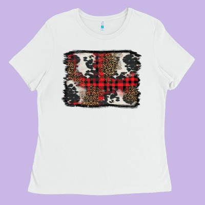 Christmas Red Plaid Background Ladies Tee Designed By Barkaloodesign