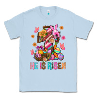 Dusty Blue He Is Risen Easter Classic Tee - BundleAndBundleShop