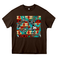 Chocolate Brown aztec leopard cowhide turquoise Heavy Core Tee - BarkalooDesign