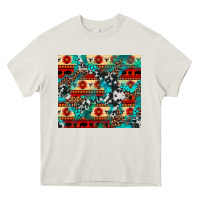 Cream aztec leopard cowhide turquoise Heavy Core Tee - BarkalooDesign