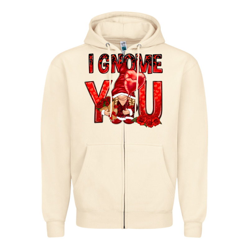 I Gnome You With Roses Valentine's Day Zipper Hoodie by HowdyJamesFarm | Teevron