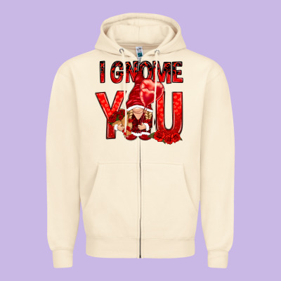 I Gnome You With Roses Valentine's Day Zipper Hoodie Designed By Howdyjamesfarm