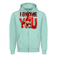Seafoam I gnome you with roses Valentine's Day Zipper Hoodie - HowdyJamesFarm