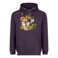 Plum Black And White Cow Coffee cup Heavyweight Hoodie - FaDigitalArtStudio