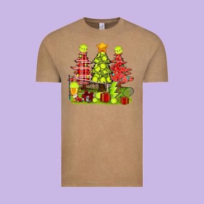 Christmas With Tennis Trees Vintage Tee Designed By Bundleandbundleshop