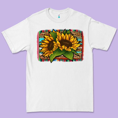 Sunflower With Serape Background Premium Tee Designed By Jasminsmagicworld