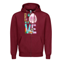 Burgundy Love Rabbit Easter Day Zipper Hoodie - HowdyJamesFarm
