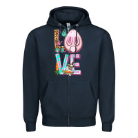 Navy Love Rabbit Easter Day Zipper Hoodie - HowdyJamesFarm