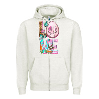 Oatmeal Heather Love Rabbit Easter Day Zipper Hoodie - HowdyJamesFarm