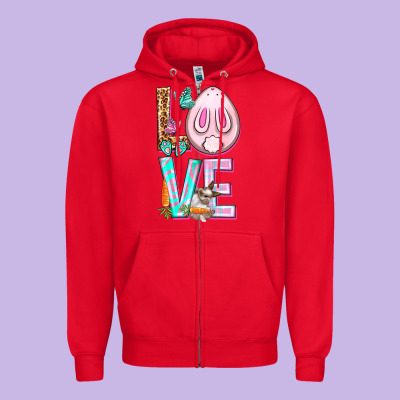 Love Rabbit Easter Day Zipper Hoodie Designed By Howdyjamesfarm