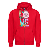 Red Love Rabbit Easter Day Zipper Hoodie - HowdyJamesFarm