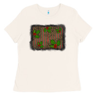 Bone christmas plaid leopard mistletoe background Ladies Tee - BarkalooDesign