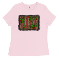 Bubblegum Pink christmas plaid leopard mistletoe background Ladies Tee - BarkalooDesign