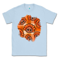 Dusty Blue Thanksgiving Turkey With Tartan Patch Classic Tee - BundleAndBundleShop