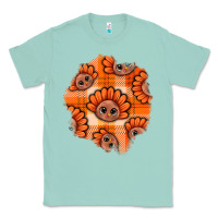 Seafoam Thanksgiving Turkey With Tartan Patch Classic Tee - BundleAndBundleShop