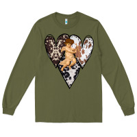 Army Green Country Cupid Valentine Cowhide Heart Long Sleeve Tee - Bettercallsaul