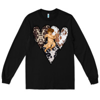Black Country Cupid Valentine Cowhide Heart Long Sleeve Tee - Bettercallsaul