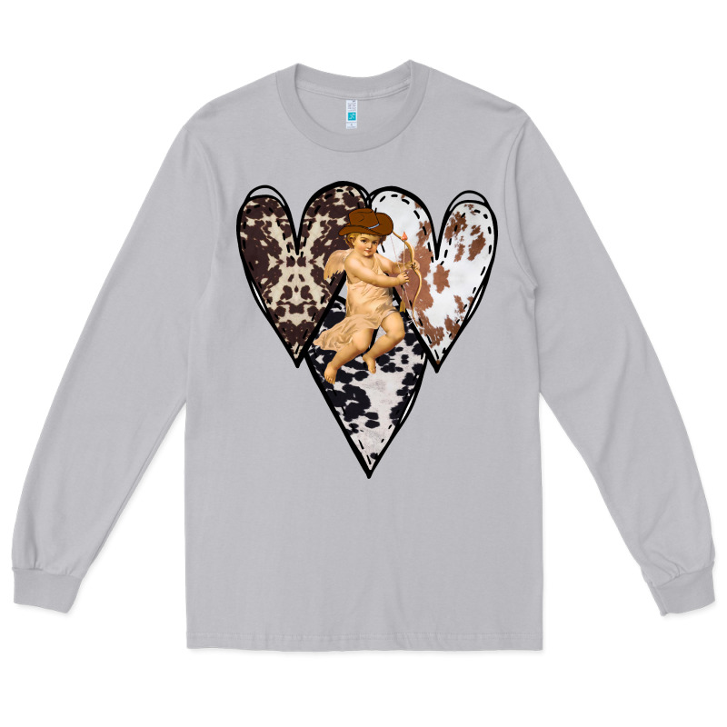 Country Cupid Valentine Cowhide Heart Long Sleeve Tee by Bettercallsaul | Teevron