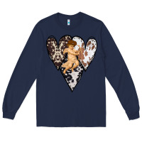 Navy Country Cupid Valentine Cowhide Heart Long Sleeve Tee - Bettercallsaul
