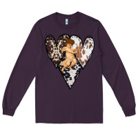 Plum Country Cupid Valentine Cowhide Heart Long Sleeve Tee - Bettercallsaul