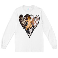 White Country Cupid Valentine Cowhide Heart Long Sleeve Tee - Bettercallsaul