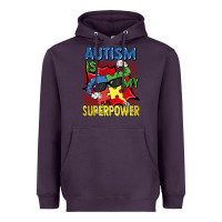 Plum Autism is my superpower Autism Awareness Day Heavyweight Hoodie - FaDigitalArtStudio