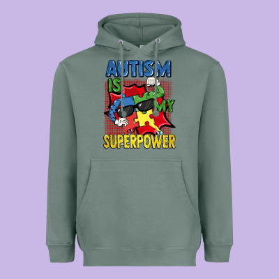Autism Is My Superpower Autism Awareness Day Heavyweight Hoodie Designed By Fadigitalartstudio