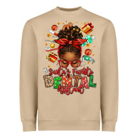 Mushroom Santa's Favorite Dental Assistant Afro Messy Bun Heavyweight Sweatshirt - texasbilliewilder