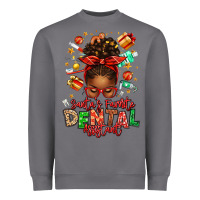Storm Santa's Favorite Dental Assistant Afro Messy Bun Heavyweight Sweatshirt - texasbilliewilder