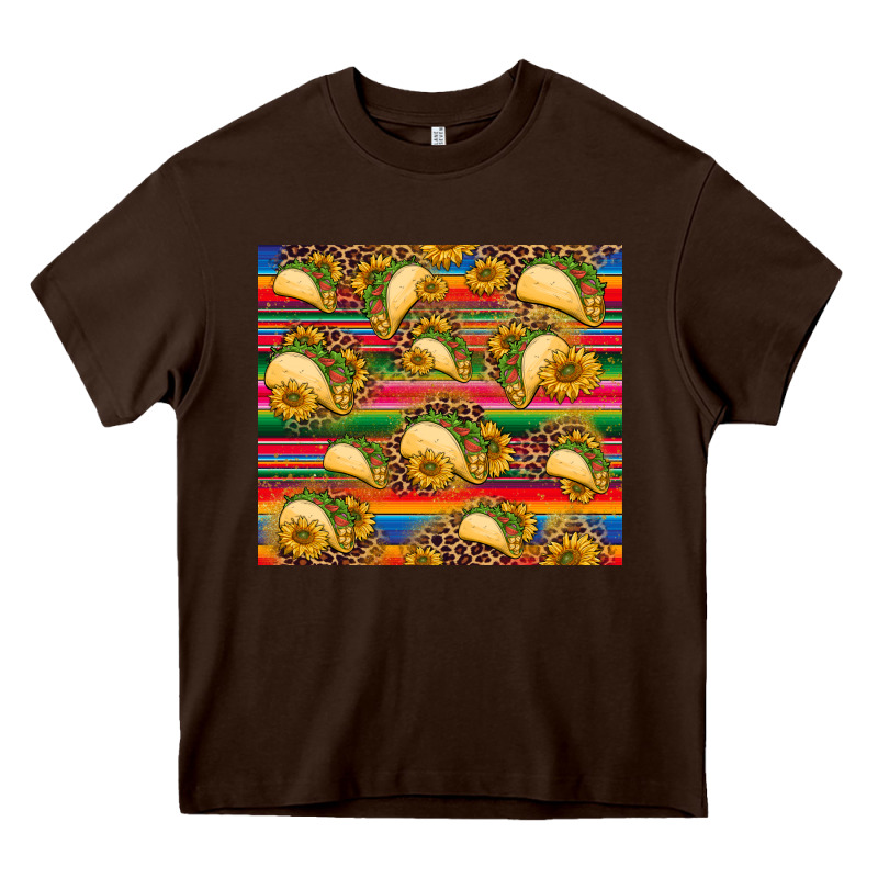 Tacos And Sunflowers With Serape Leopard Background Heavy Core Tee by BarkalooDesign | Teevron