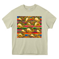 Mossy tacos and sunflowers with serape leopard background Heavy Core Tee - BarkalooDesign