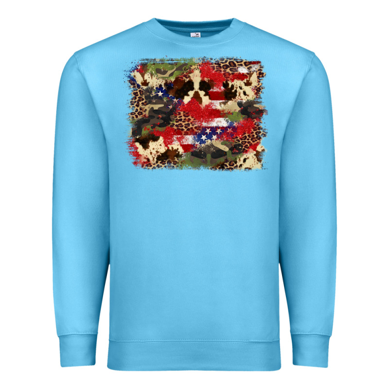 4th Of July American Flagcowhide  Leopard Backgrou Premium Sweatshirt by FaDigitalArtStudio | Teevron