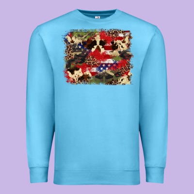 4th Of July American Flagcowhide  Leopard Backgrou Premium Sweatshirt Designed By Fadigitalartstudio