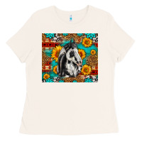 Aztec Sunflowers Horse Ladies Tee | Teevron