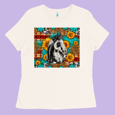 Aztec Sunflowers Horse Ladies Tee Designed By Lillyallendesigns