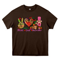 Chocolate Brown peace love nutcraker Heavy Core Tee - AdoDesignShop