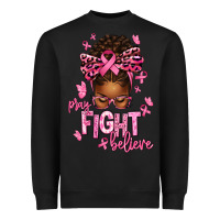 Black pray fight believe breast cancer afro messy Heavyweight Sweatshirt - texasbilliewilder