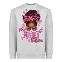 Heather Grey pray fight believe breast cancer afro messy Heavyweight Sweatshirt - texasbilliewilder