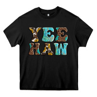 Black western sunflowers turquoise leopard yee haw Heavy Core Tee - BarkalooDesign