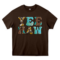 Chocolate Brown western sunflowers turquoise leopard yee haw Heavy Core Tee - BarkalooDesign
